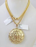 10K Gold Franco Chain Jesus Mary Charm Pendant 20-26 inches 2.5mm REAL Yellow