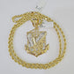 10k Solid Rope Chain Eagle Anchor Charm Set 4mm 20"-28" Necklace Gold Yellow