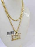 Real 10k 3mm Rope Chain L2H Pendant 18" 20" 22" 24" 26" Gold Set