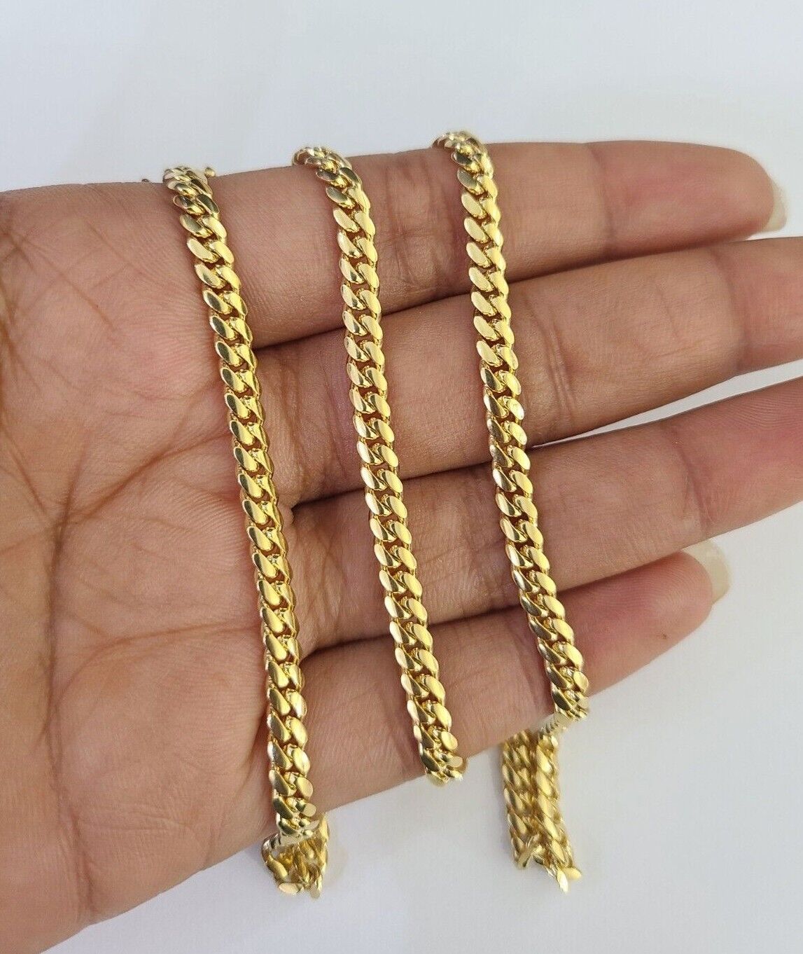 18k Solid Miami Cuban Necklace Chain Yellow Gold 4mm 28" Inch Genuine Real