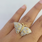 Real 10k Butterfly Diamond Ladies Ring Women Casual 10Kt Yellow Gold