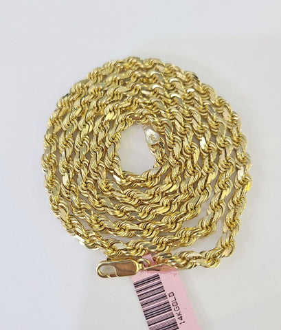 14k Real Solid Rope Chain Yellow Gold 4.5mm 18"-26" Inch Men Women Genuine