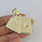 10k Solid Rope Chain Royal Flush Cards Charm Set 4mm 20"-28" Necklace Gold