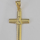 Real 10K Jesus Cross Pendant 1" Yellow Gold Charm Genuine