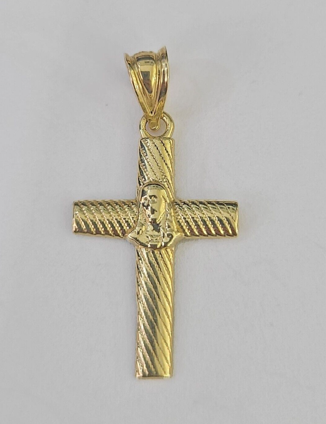 Real 10K Jesus Cross Pendant 1" Yellow Gold Charm Genuine