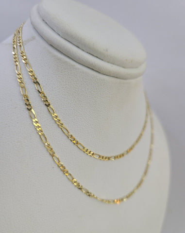 14k Solid Figaro Chain Necklace Yellow Gold 1mm Female 20" Real