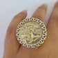 10k Diamond 50 Pesos Ring 1947 Mexico Mexican Mens Yellow Gold