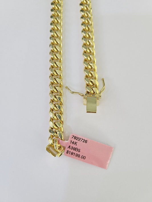 Real 14K Miami Cuban Link Chain Necklace Yellow Gold 24 inch 7mm Mens 14KT