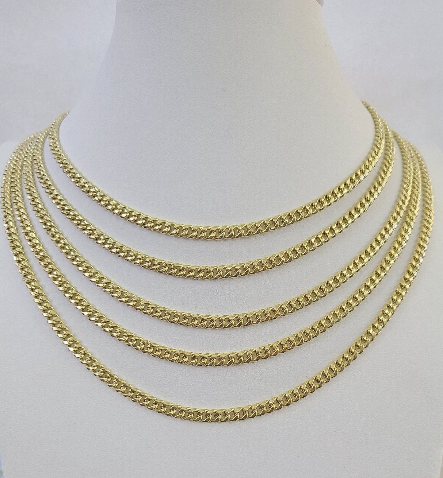 14k Gold 5mm Miami Cuban Link Chain Yellow Gold Necklace 18"-30" Inches Real