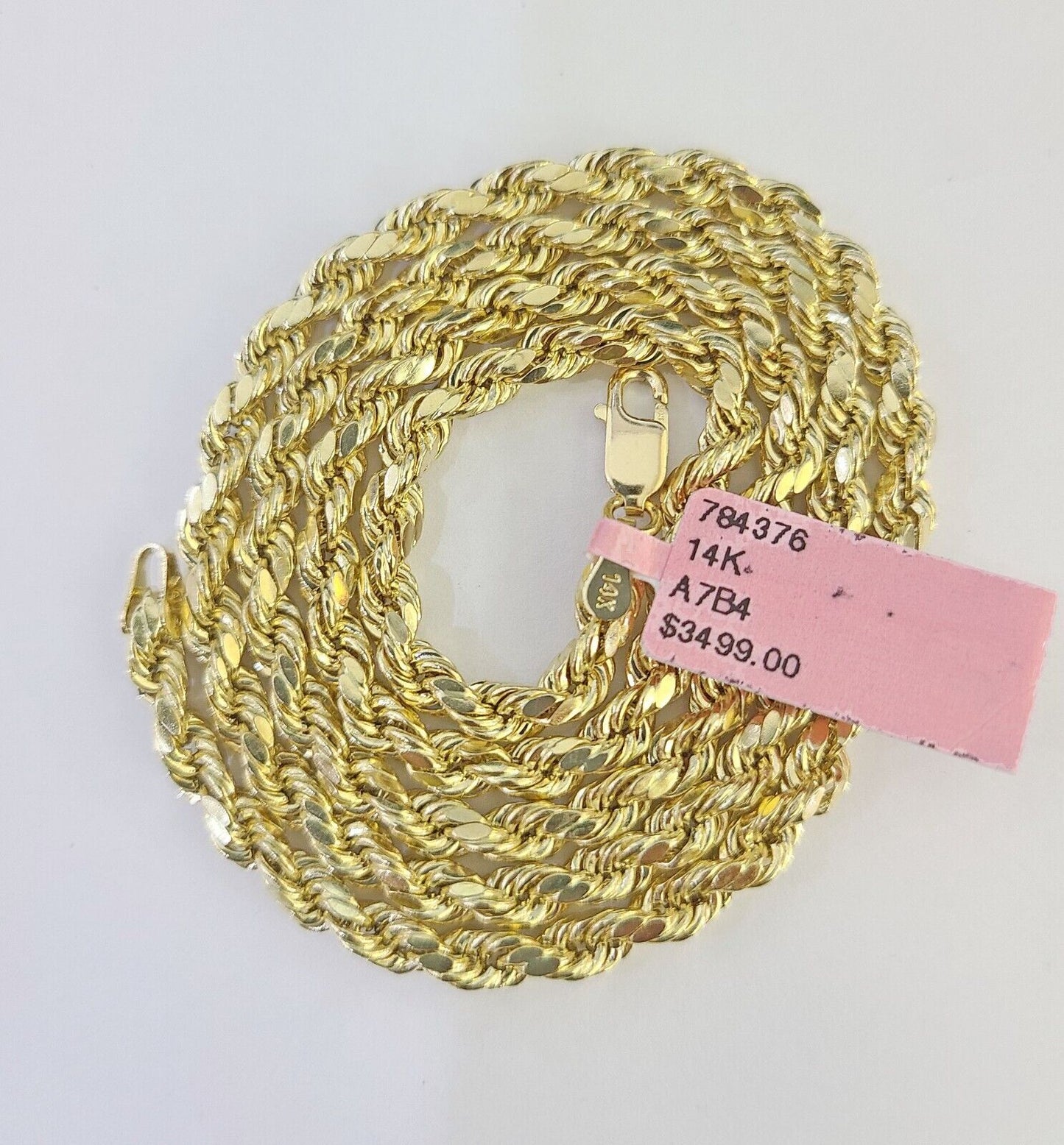 14k Real Rope Chain Necklace 4mm 18"-26" Inch Yellow Gold Men Women Genuine