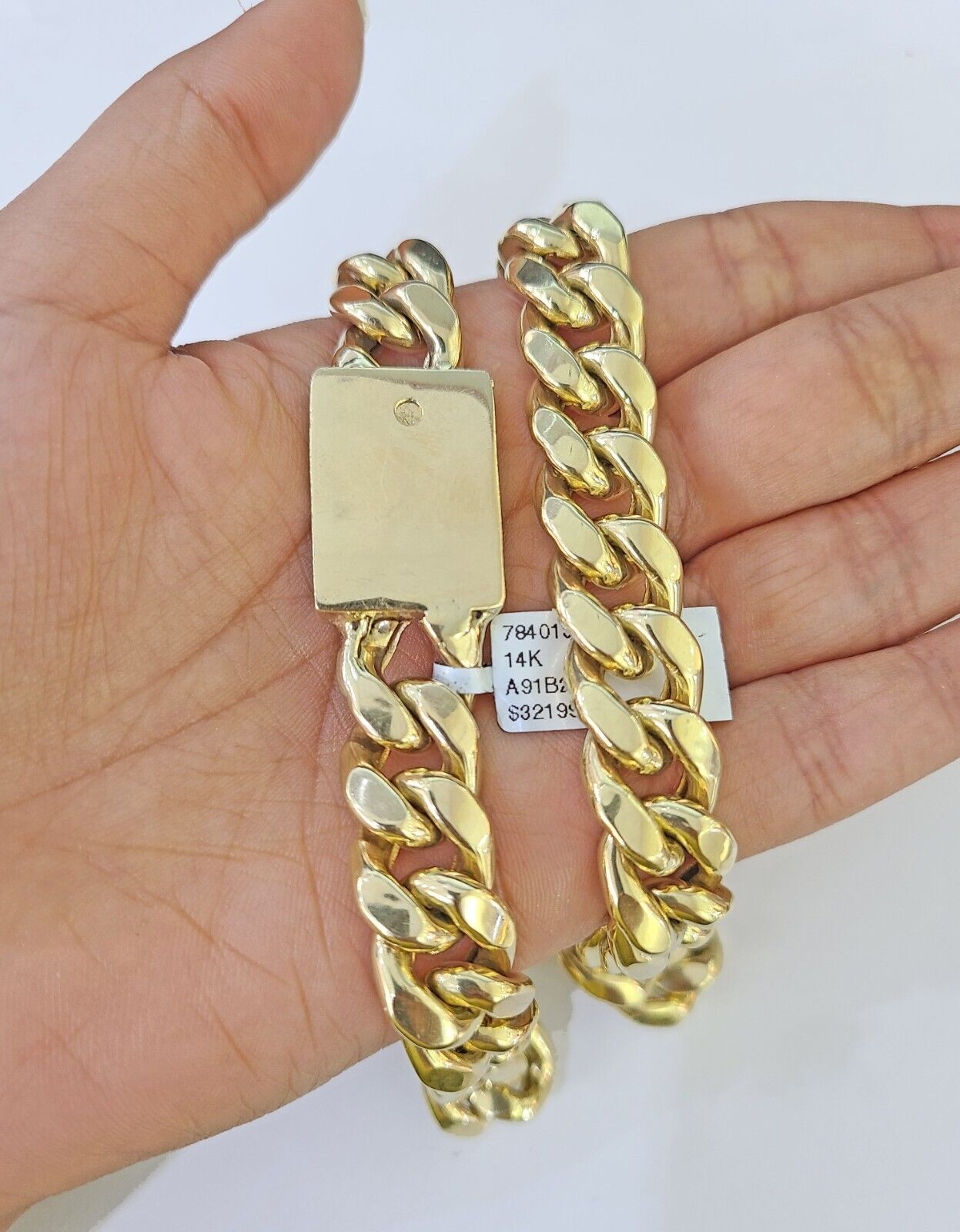 14k Real Miami Cuban Link Chain Chino Lock 20 inches 13mm Genuine Yellow Genuine