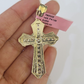 14k Jesus Christ CZ Cross Charm Pendant Yellow Gold REAL Genuine