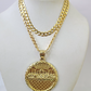 10k Gold Chain Last Supper Nugget Pendant Cuban Curb Link 5mm 18"-28" Inch SET