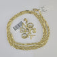 10k Milano Rope Chain No Days Off Charm Pendent Necklace SET 3mm 18" 20" 22" 24"