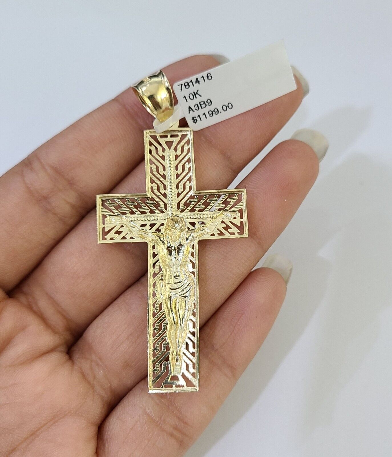 10K Gold Franco Chain Cross Charm Length 18-26 inches 3mm REAL Yellow