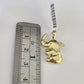 10K Real Yellow Gold Elephant Charm Pendant Gold 10kt Genuine