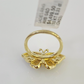 Real 10k Butterfly Diamond Ladies Ring Women Casual 10Kt Yellow Gold