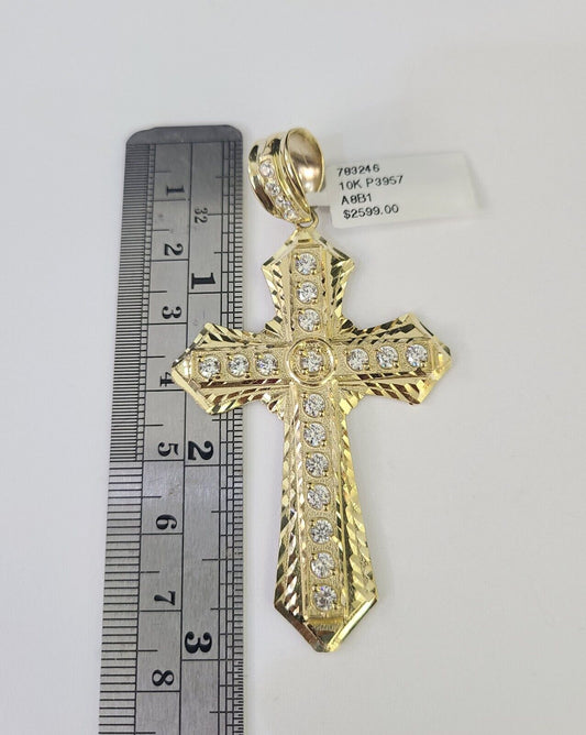 Real 10k Rope Chain Jesus Cross Charm Set 8mm 20"-30" Inch Necklace Yellow Gold