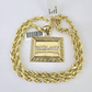 Real 10k Yellow Gold Rope Chain Last Supper Charm Set 6mm 18"-28"Inch Necklace