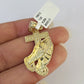 10k Solid Gold Cuban Curb Chain Praying Hands Pendant 2mm 18"-24" SET Necklace