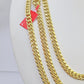 10k Yellow Gold 7mm Miami Cuban Link Chain Necklace 20-24 Inches Real