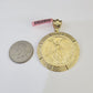 REAL 14k Yellow Gold Centenario Style Coin in Bezel 50 Pesos 1947 Pendant