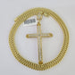 10K Franco Chain Jesus Cross Pendant Charm Necklace 20"-28" 4mm Gold Yellow SET