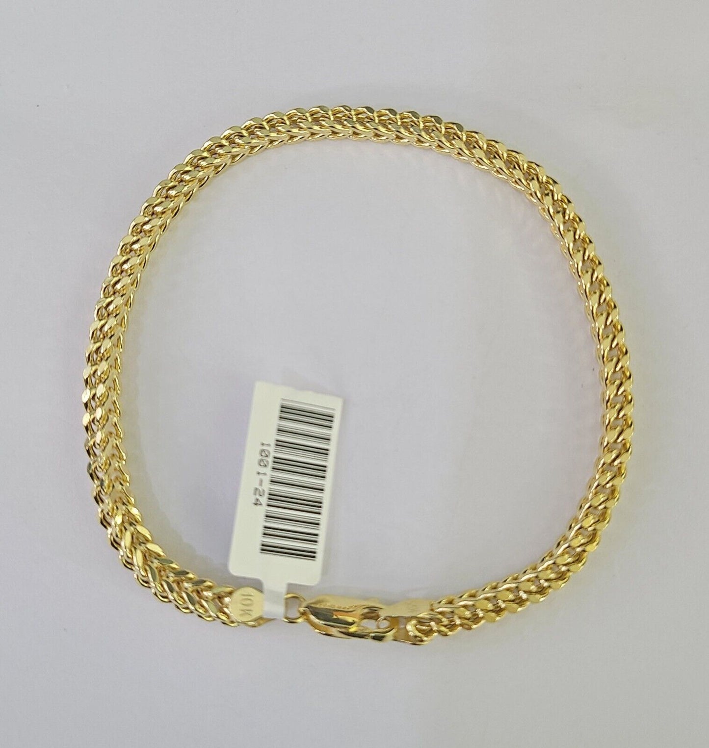 10k Franco Bracelet 4mm 8" Inch Yellow Gold Men Women Link Real 10kt
