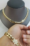 10k Yellow Gold Royal Miami Cuban Chain Bracelet 7.5" 10mm Monaco Necklace 22"