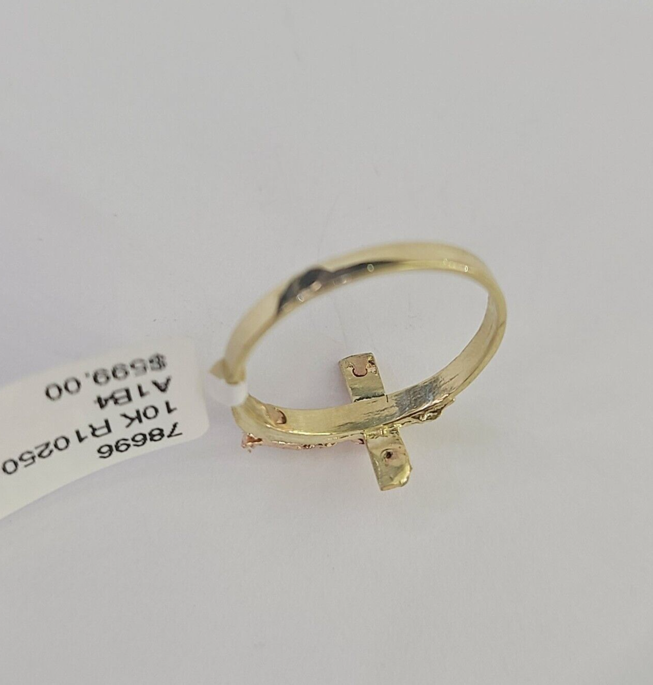 Real 10k Jesus Cross Ring Band Wedding Engagement Casual Women Yellow Gold