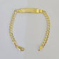 REAL 10K Gold ID Bracelet Kids Baby Diamond Cuts Cuban Curb Link