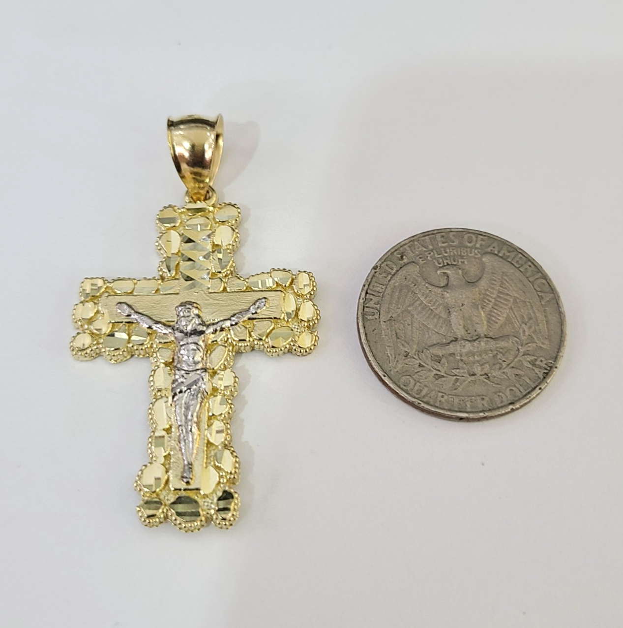 Real 10K Jesus Cross Pendant Crucifix Yellow Gold Charm Genuine 10kt