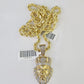 10k Solid Rope Chain Lion Charm Diamond Set 4mm 20"-28" Necklace Gold Yellow