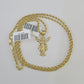 10k 2.5mm Rope Chain Jesus Pendant 18"-30" Yellow Gold Set Charm Necklace