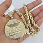 Real 10k Rope Chain Last Supper Charm Set 7mm 20"-28" Inch Necklace Yellow Gold