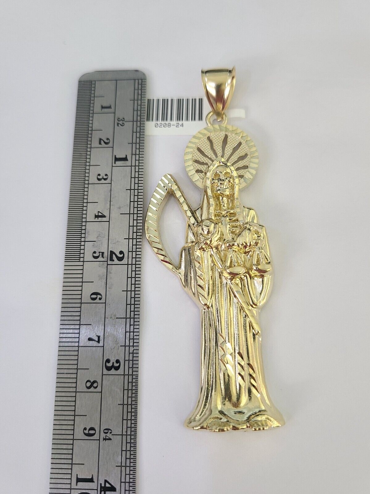 10K Franco Chain Saint Reaper Pendant Charm Necklace 20"-28" 4mm Gold SET Yellow