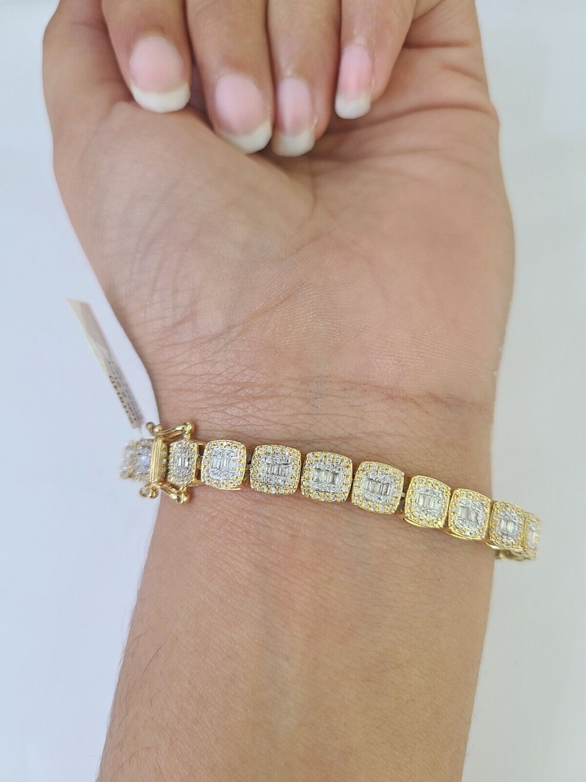 10K Yellow Gold Diamond Bracelet Women Ladies 7" REAL Genuine Gold