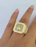 Real 10k Ring Crown Fancy Design Yellow Gold Men Casual 10kt
