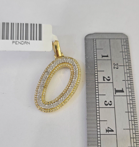 10k Yellow Gold Diamond O Charm Pendant Initial Alphabet Letter Real Genuine