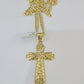 10K Gold Miami Cuban Chain Jesus Cross Charm Length 18"-26" 4mm REAL Yellow