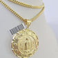 10K Franco Chain Jesus Mary Pendant Charm Necklace 20"-26" 3mm Gold Yellow SET