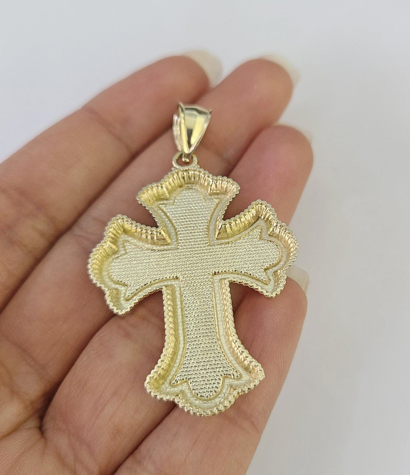 10k Jesus Cross Charm Miami Cuban Chain Pendant Set 5mm 18"28" Necklace Gold