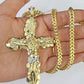 10K Franco Chain Jesus Cross Pendant Charm Necklace 20"-26" 5mm Gold Yellow SET