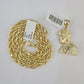 Real 10k Rope Chain Jesus Charm Necklace Pendant Set 5mm 20"-30" Inch Gold