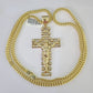 10K Franco Chain Jesus Crucifix Cross Pendant Charm Necklace 20"-28" 4mm Gold