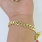 Real 14K Miami Cuban Bracelet Yellow Gold Box Clasp 8" Inch 7mm Link Hollow