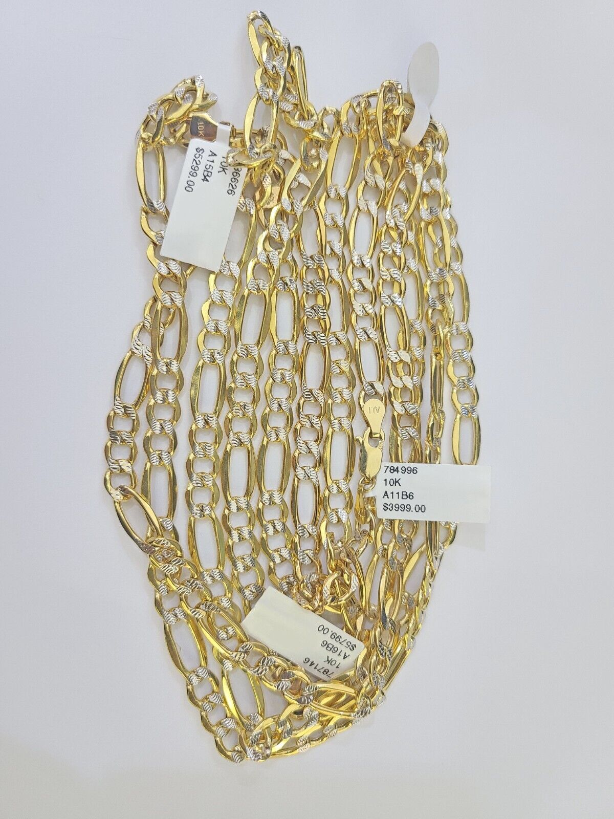 10K Figaro Link Chain Necklace Yellow Gold 6.5mm 20" 22" 24" 26" 28" 30" 10kt