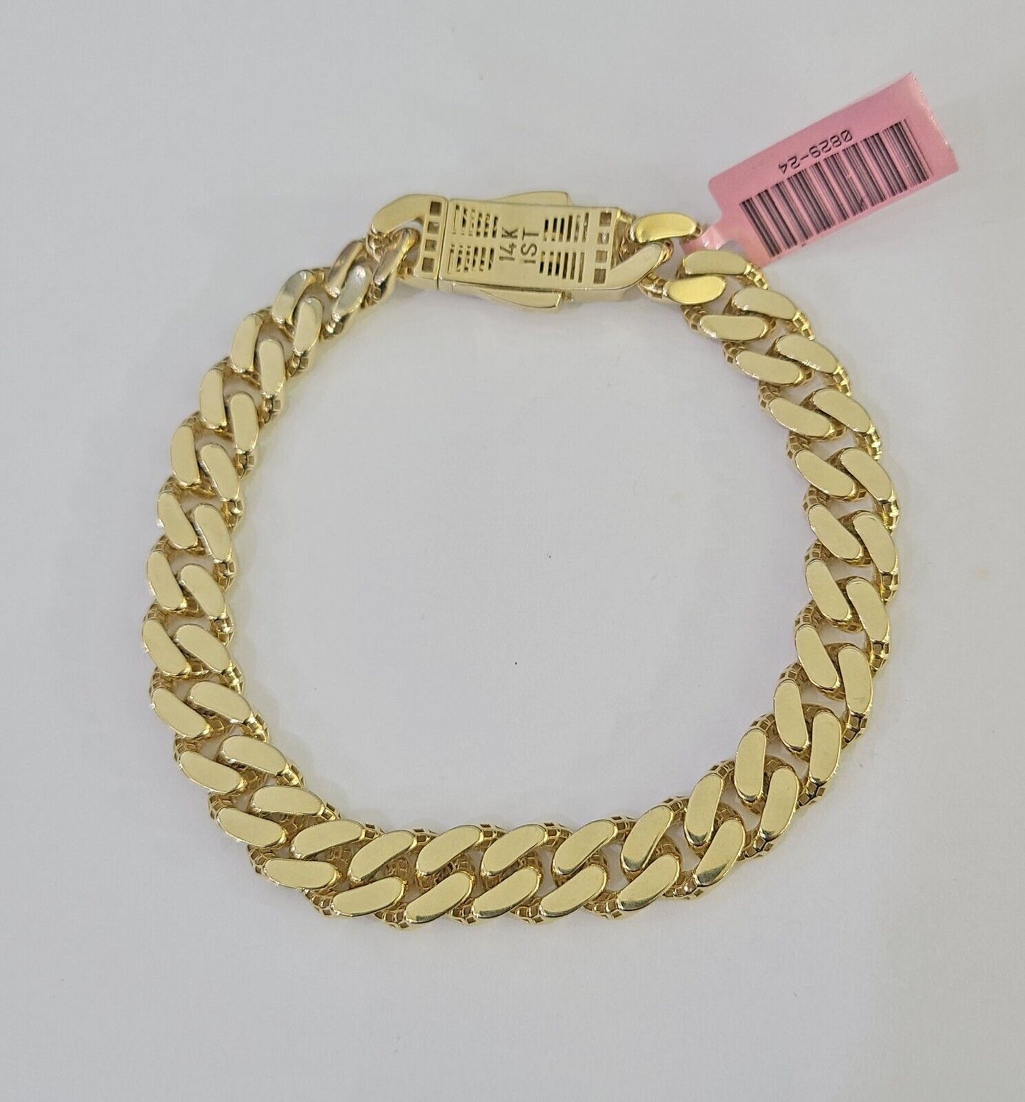 14K Royal Monaco Cuban Bracelet Yellow Gold 9mm 8.5 inches Box Lock