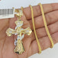 10K Gold Franco Chain Jesus Cross Charm Pendant 20-26 inches 2.5mm REAL Yellow