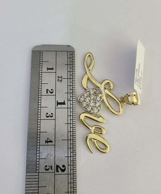 10K Real Yellow Gold LOVE Charm Pendant Gold 10kt Genuine